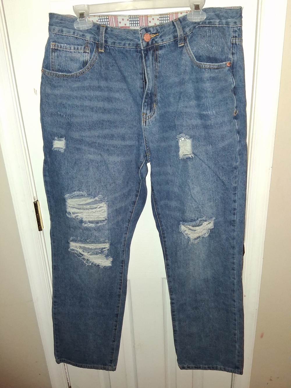 Men's Distressed Blue Jeans - Classic Denim